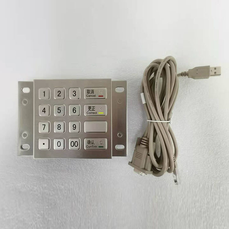 Thanh toán ATM Kiosk Pin Pad DES 3DES Kim loại được mã hóa bằng thép không gỉ với 16 phím