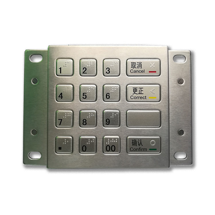 Thanh toán ATM Kiosk Pin Pad DES 3DES Kim loại được mã hóa bằng thép không gỉ với 16 phím