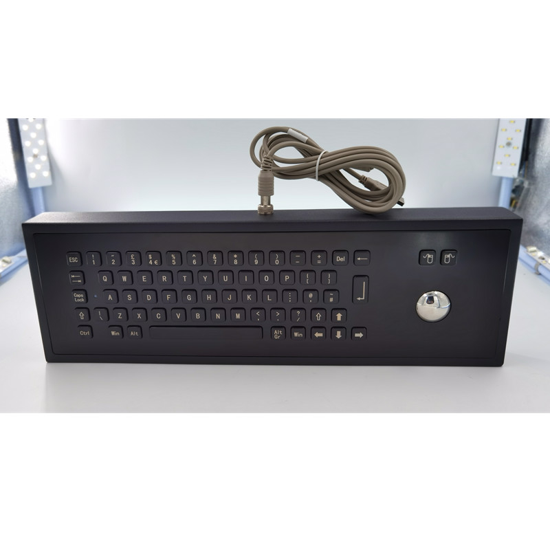 Máy tính để bàn màu đen Bàn phím kim loại công nghiệp IP65 với phím bi xoay 65