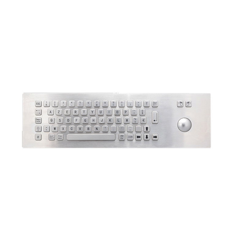 Kiosk tự phục vụ 65 phím Panel Mounting Industrial IP65 Stainless Steel Metal Keyboard With Trackball