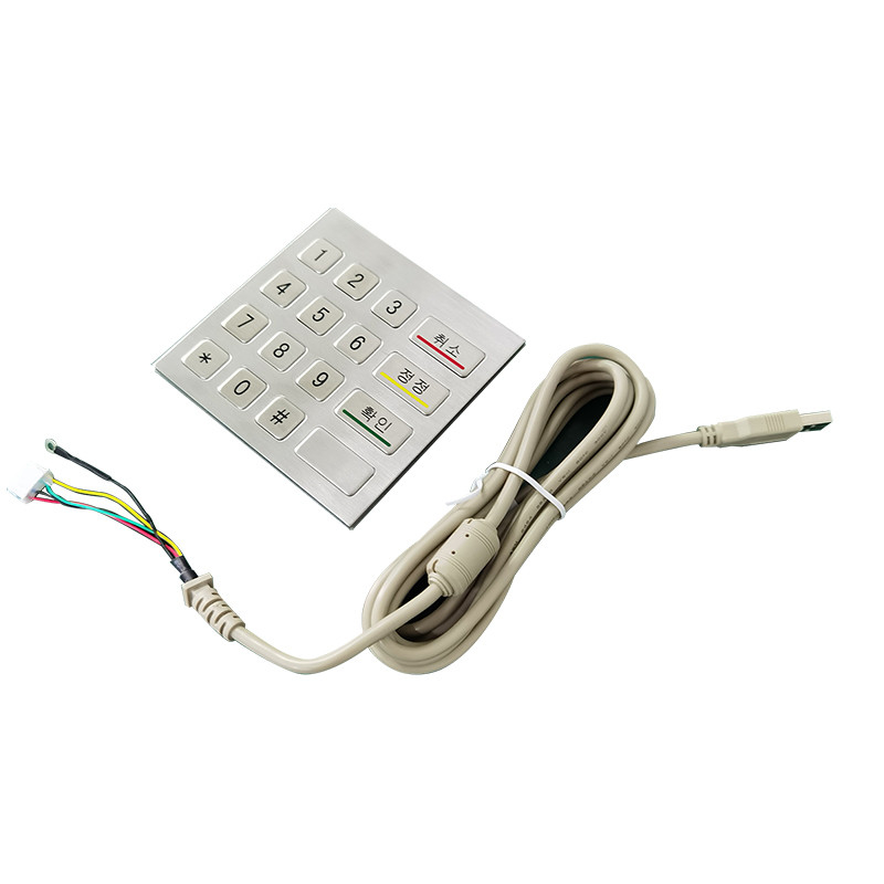 Thép không gỉ 16 chìa khóa bàn phím kim loại số với kết nối dây USB cho nhà hàng tự phục vụ