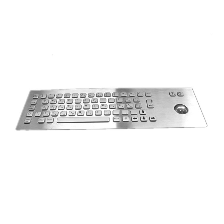 Industrial IP65 Stainless Steel Metal Keyboard With Trackball Input Device For Self-Service Kiosk (Bảng phím kim loại không gỉ công nghiệp với thiết bị đầu vào Trackball cho quầy tự phục vụ)