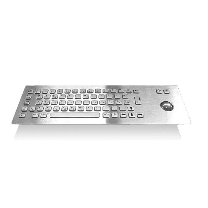 Industrial IP65 Stainless Steel Metal Keyboard With Trackball Input Device For Self-Service Kiosk (Bảng phím kim loại không gỉ công nghiệp với thiết bị đầu vào Trackball cho quầy tự phục vụ)