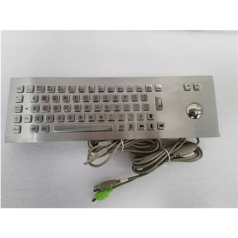 Industrial IP65 Stainless Steel Metal Keyboard With Trackball Input Device For Self-Service Kiosk (Bảng phím kim loại không gỉ công nghiệp với thiết bị đầu vào Trackball cho quầy tự phục vụ)