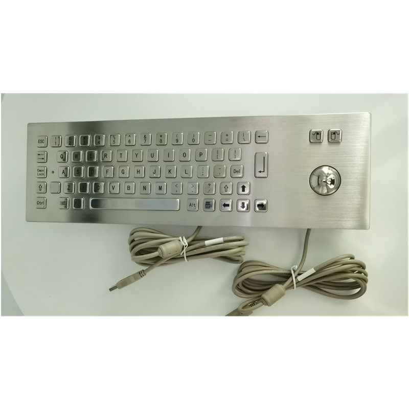 Industrial IP65 Stainless Steel Metal Keyboard With Trackball Input Device For Self-Service Kiosk (Bảng phím kim loại không gỉ công nghiệp với thiết bị đầu vào Trackball cho quầy tự phục vụ)