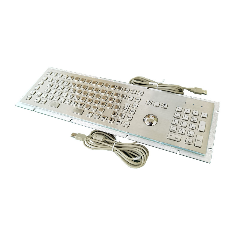 Thiết bị đầu vào Kiosk tự phục vụ Bàn phím kim loại thép không gỉ với Trackball và Bàn phím số