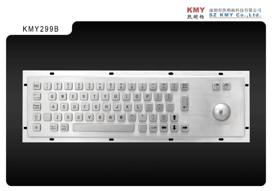 Bàn phím kim loại Kiosk tiêu chuẩn 65 phím với bi xoay thiết bị trỏ và cổng USB