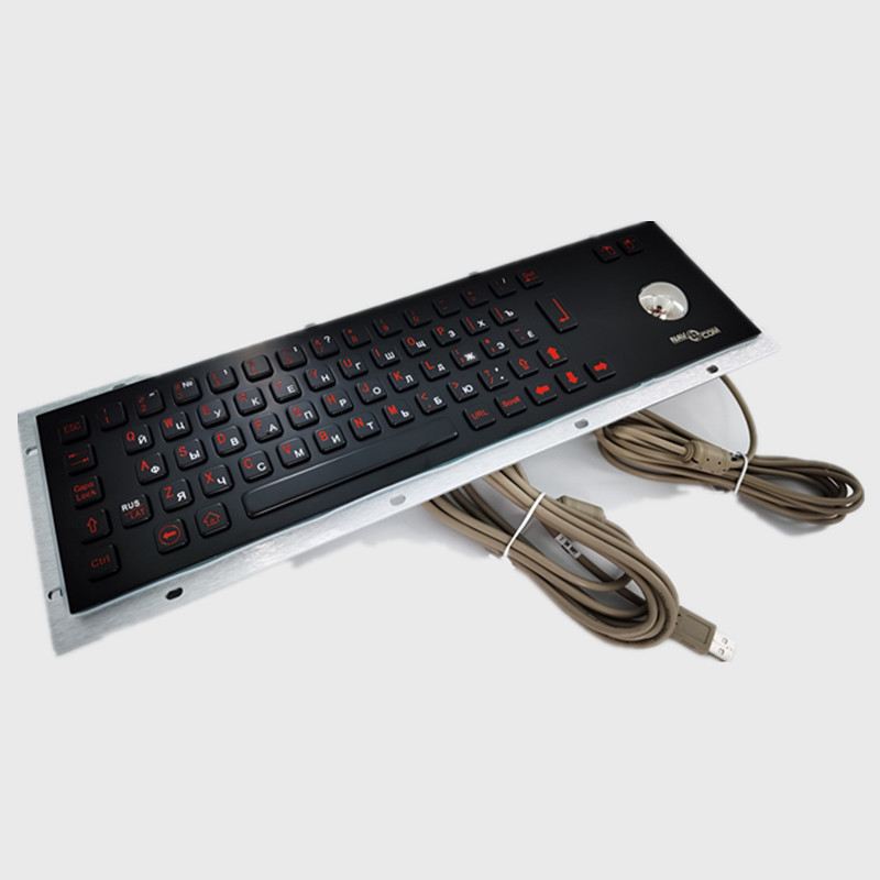 Bàn phím thép không gỉ màu đen USB IP65 IK07 có bi xoay
